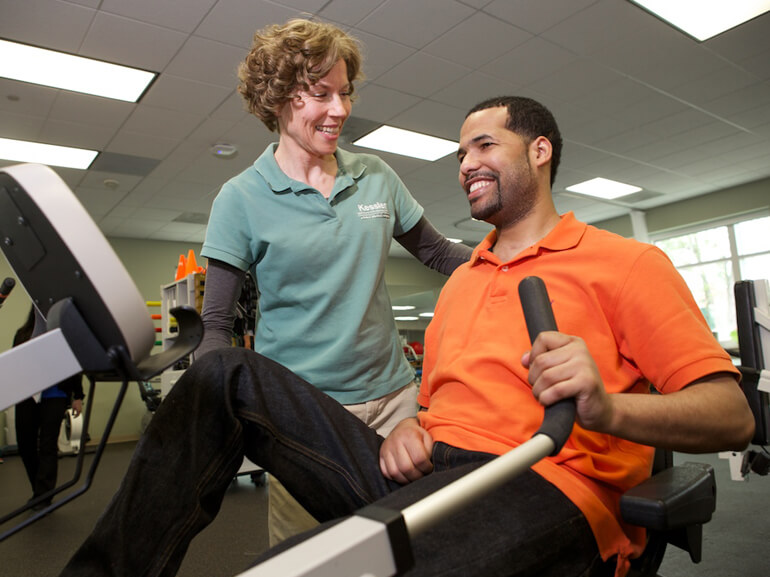 outpatient rehabilitation patient working with physical therapist
