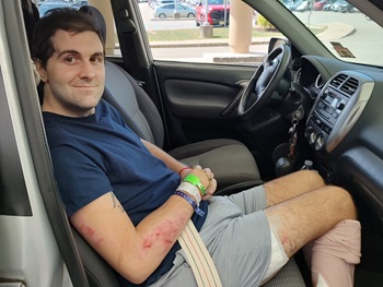 Photo of Codey Vargas getting ready to leave Kessler Institute for Rehabilitation - West Orange.